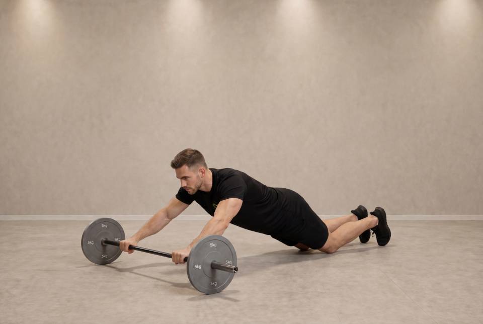 Barbell Ab Rollout - On Knees